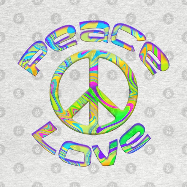 Retro Tie Dye Peace & Love with Peace Symbol by Roly Poly Roundabout